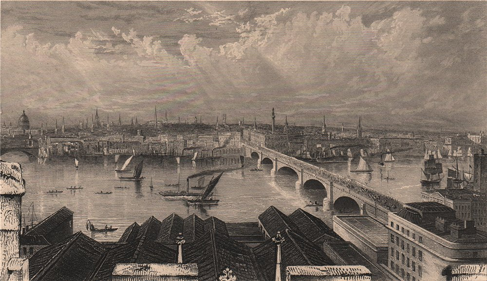 LONDON. view from Saint Saviour's tower (Southwark) . FULLARTON 1865 old print